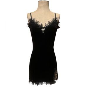 Velvet and Lace Slip Dress